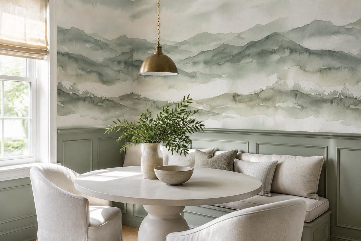 custom botanical neutral dining room self adhesive removable non woven vinyl wal scene