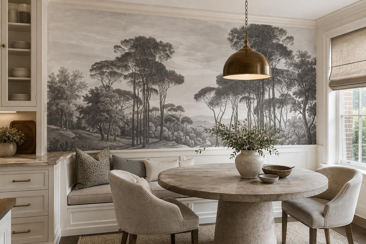 custom botanical neutral dining room self adhesive removable non woven vinyl wal scene