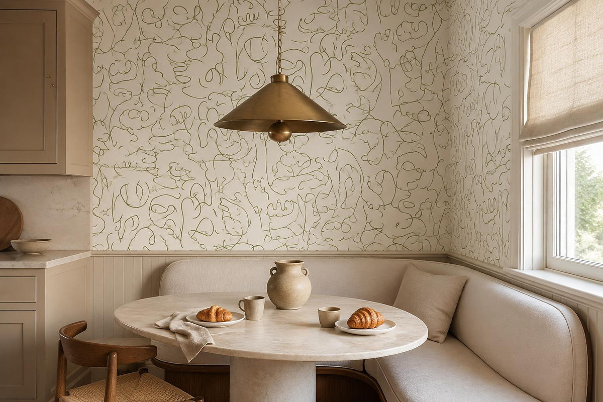 custom botanical neutral dining room self adhesive removable non woven vinyl wal scene