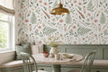 Cream Small Pink Flowers Botanical Wallpaper Mural