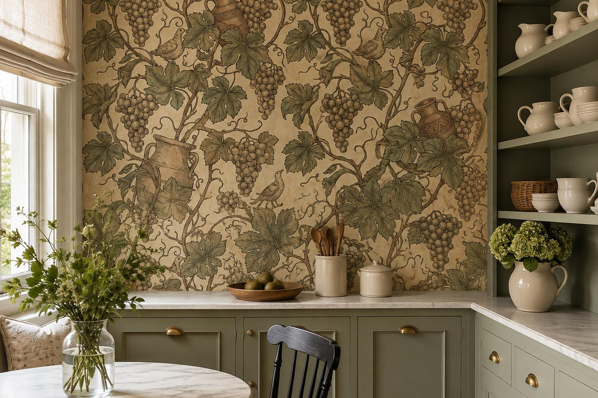 custom botanical neutral dining room stick on removable non woven vinyl wallpape scene