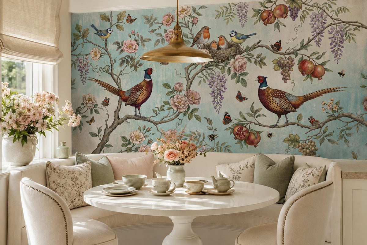 custom botanical neutral dining room stick on removable non woven vinyl wallpape scene