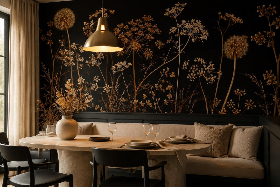 custom botanical neutral dining room stick on removable non woven vinyl wallpape scene