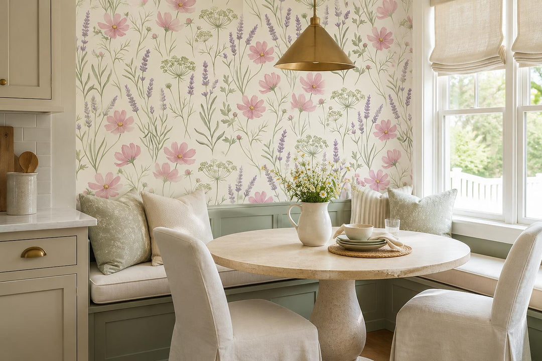 custom botanical neutral dining room stick on removable non woven vinyl wallpape scene