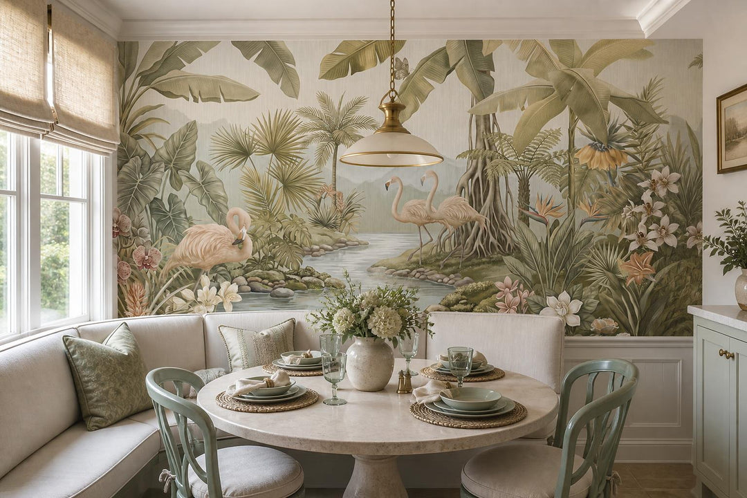 custom botanical neutral dining room stick on removable non woven vinyl wallpape scene