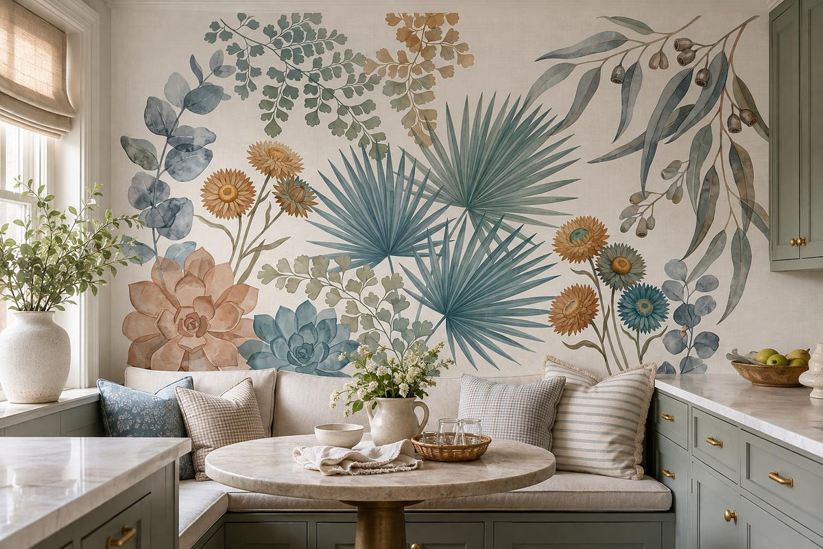 custom botanical neutral dining room stick on removable non woven vinyl wallpape scene