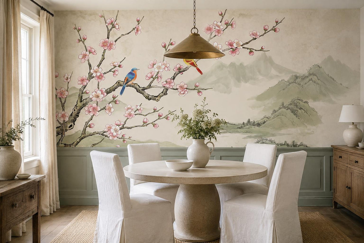 custom botanical neutral dining room stick on removable non woven vinyl wallpape scene