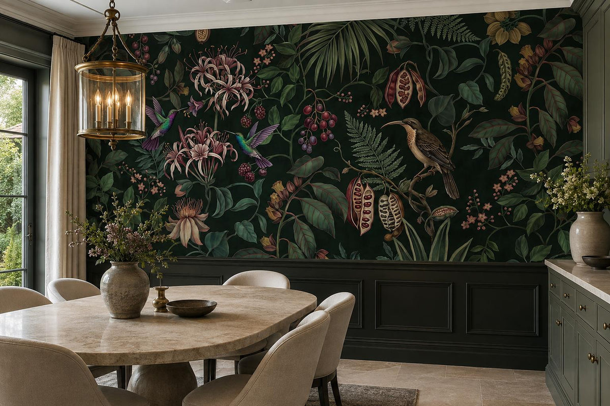 custom botanical neutral dining room stick on removable non woven vinyl wallpape scene