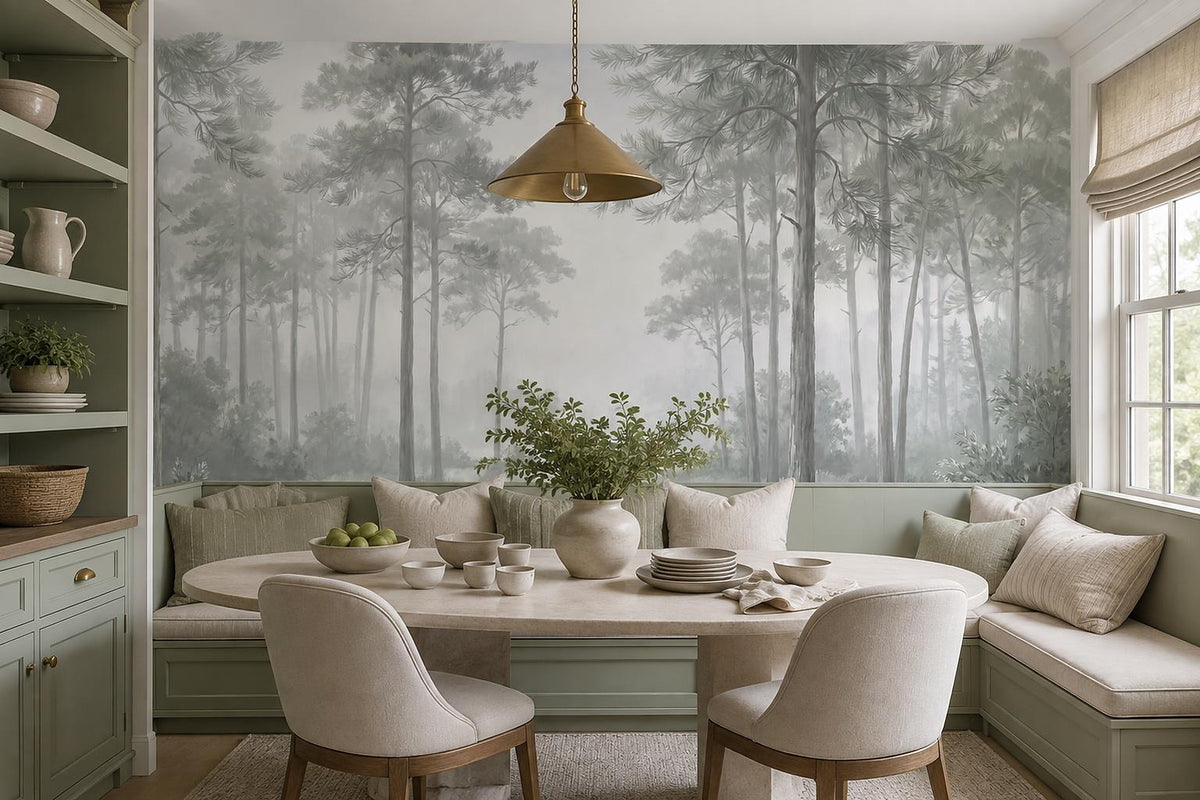 custom botanical neutral dining room stick on removable non woven vinyl wallpape scene