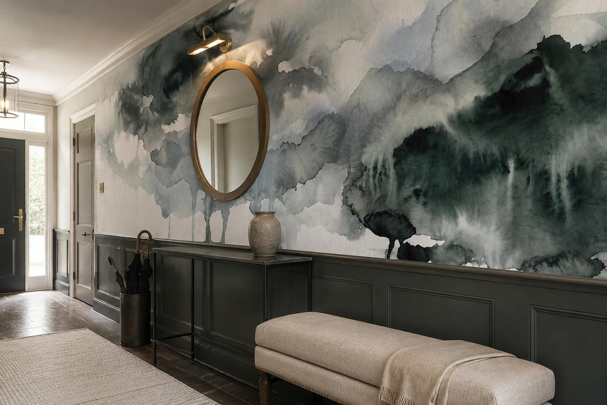 custom botanical neutral entryway peel and stick removable non woven vinyl wallp scene