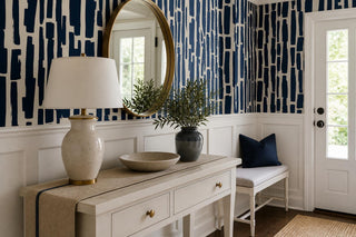 Blue Brush Bars Abstract Wallpaper Mural