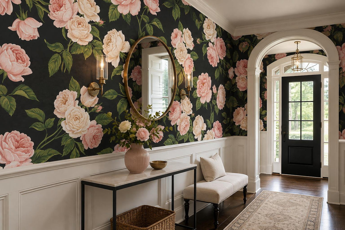 custom botanical neutral entryway peel and stick removable non woven vinyl wallp scene