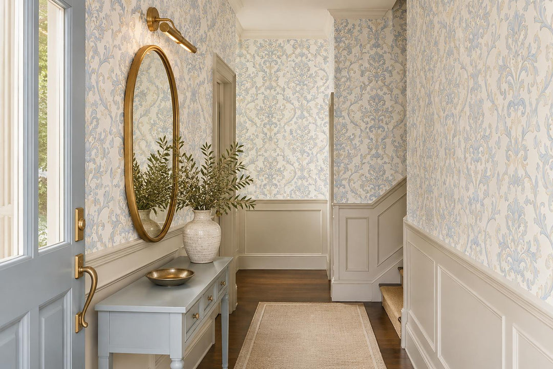 custom botanical neutral entryway peel and stick removable non woven vinyl wallp scene