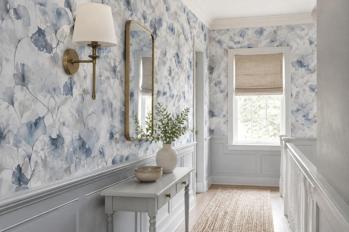 custom botanical neutral entryway self adhesive removable non woven vinyl wallpa scene