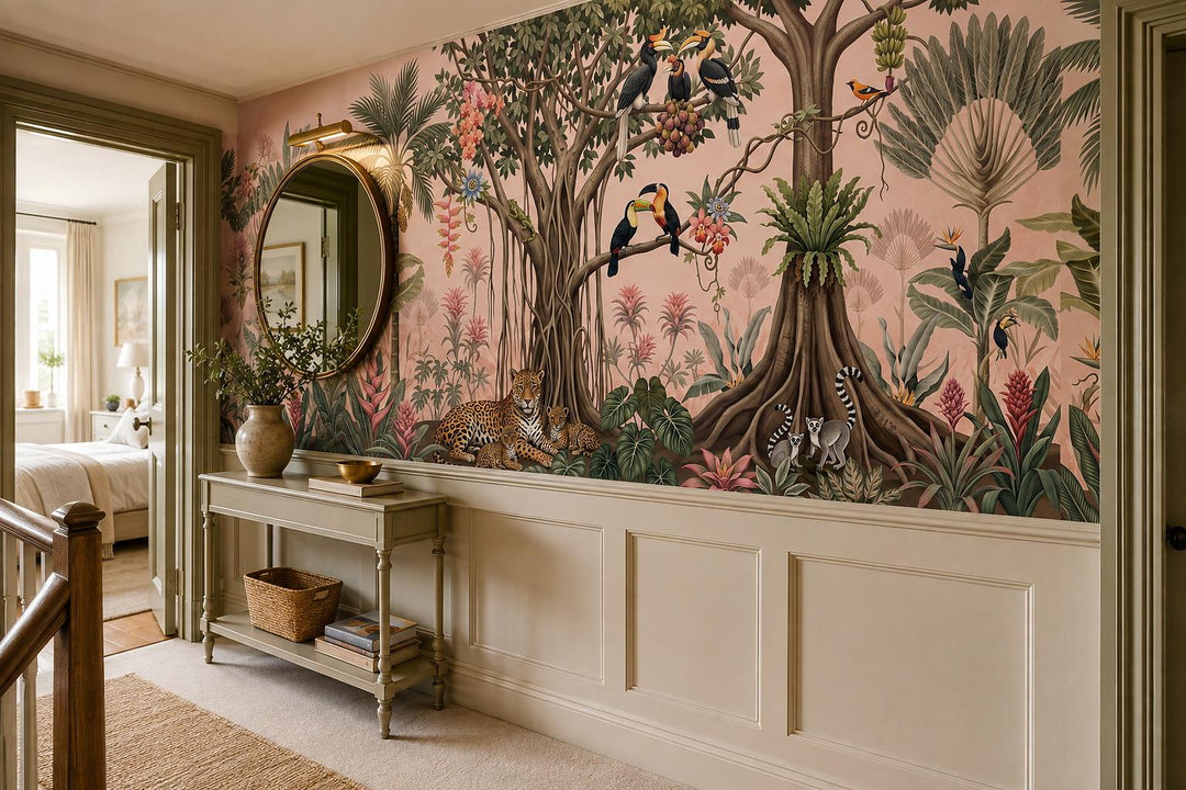custom botanical neutral entryway self adhesive removable non woven vinyl wallpa scene