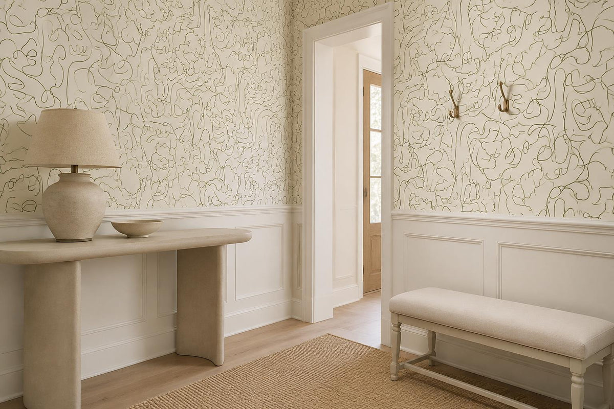 custom botanical neutral entryway self adhesive removable non woven vinyl wallpa scene