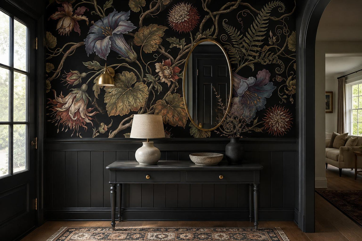 custom botanical neutral entryway self adhesive removable non woven vinyl wallpa scene
