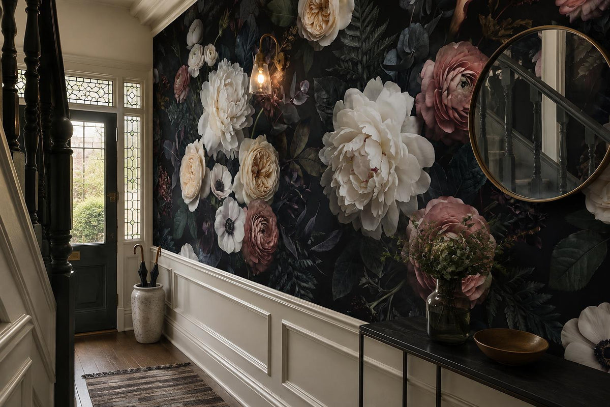 custom botanical neutral entryway self adhesive removable non woven vinyl wallpa scene