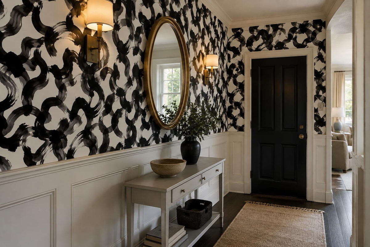 custom botanical neutral entryway stick on removable non woven vinyl wallpaper m scene