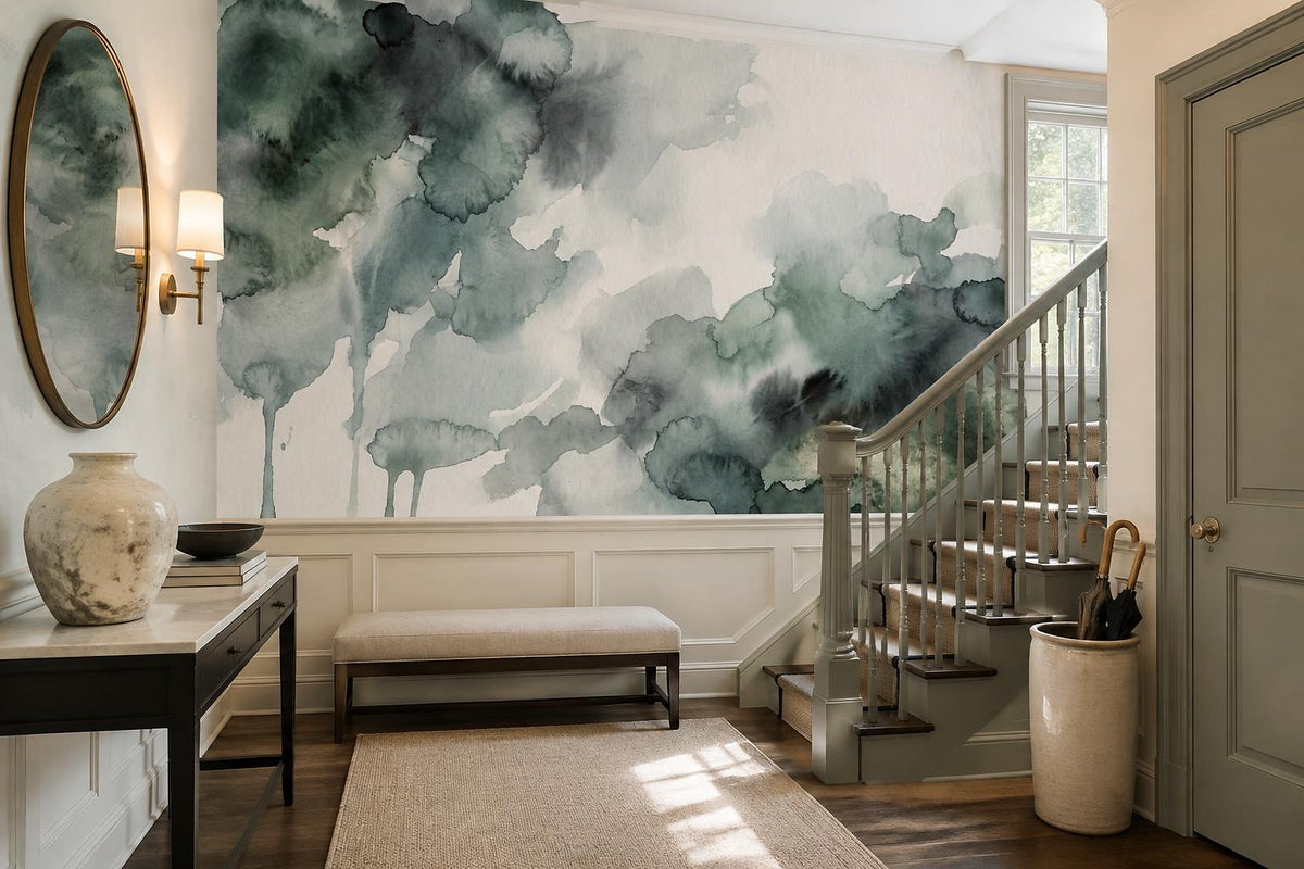 custom botanical neutral entryway stick on removable non woven vinyl wallpaper m scene