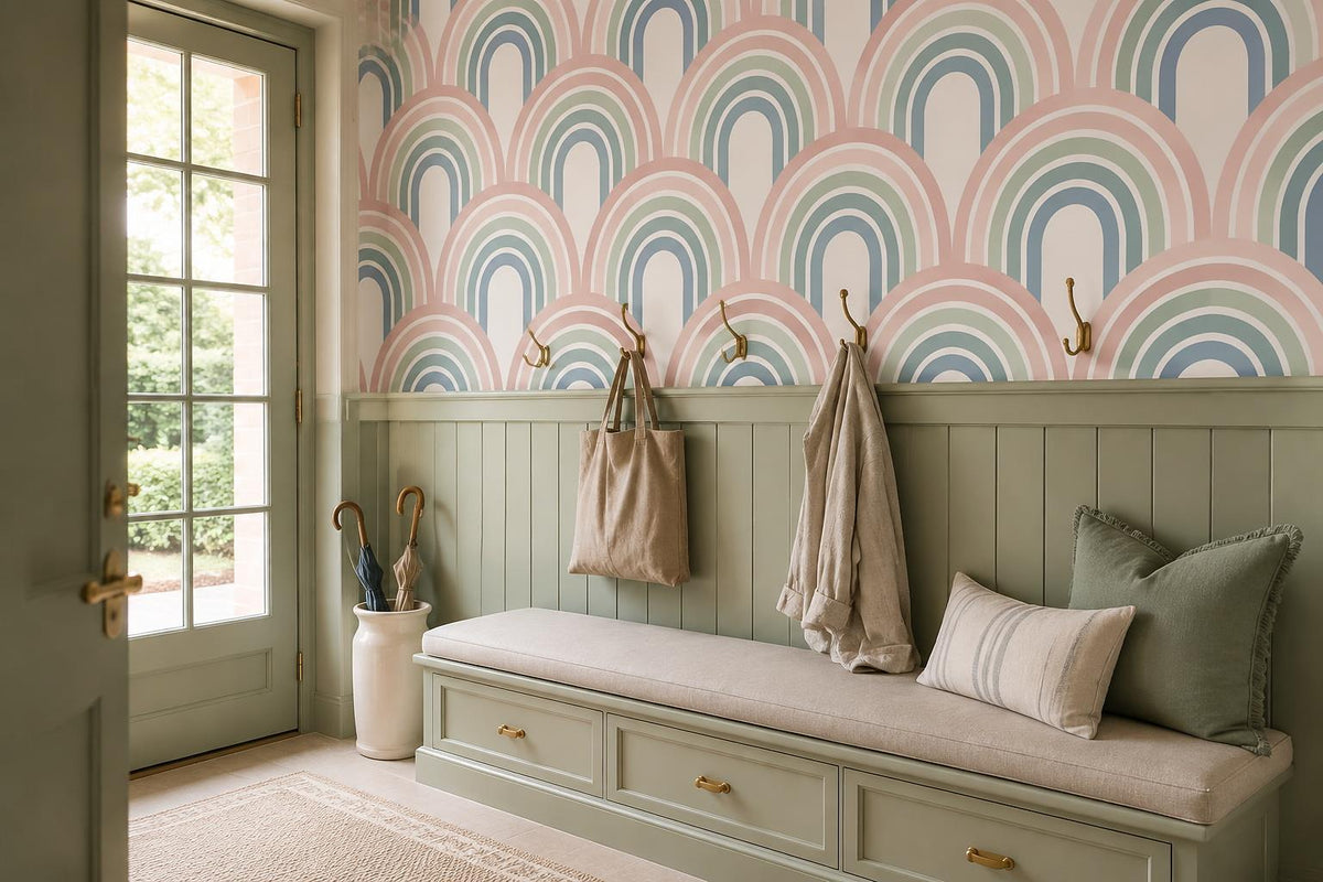 custom botanical neutral entryway stick on removable non woven vinyl wallpaper m scene