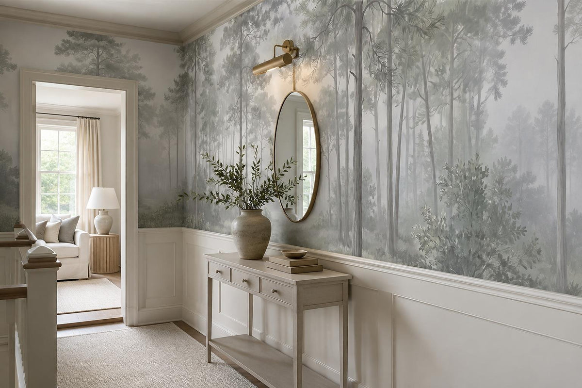 custom botanical neutral entryway stick on removable non woven vinyl wallpaper m scene