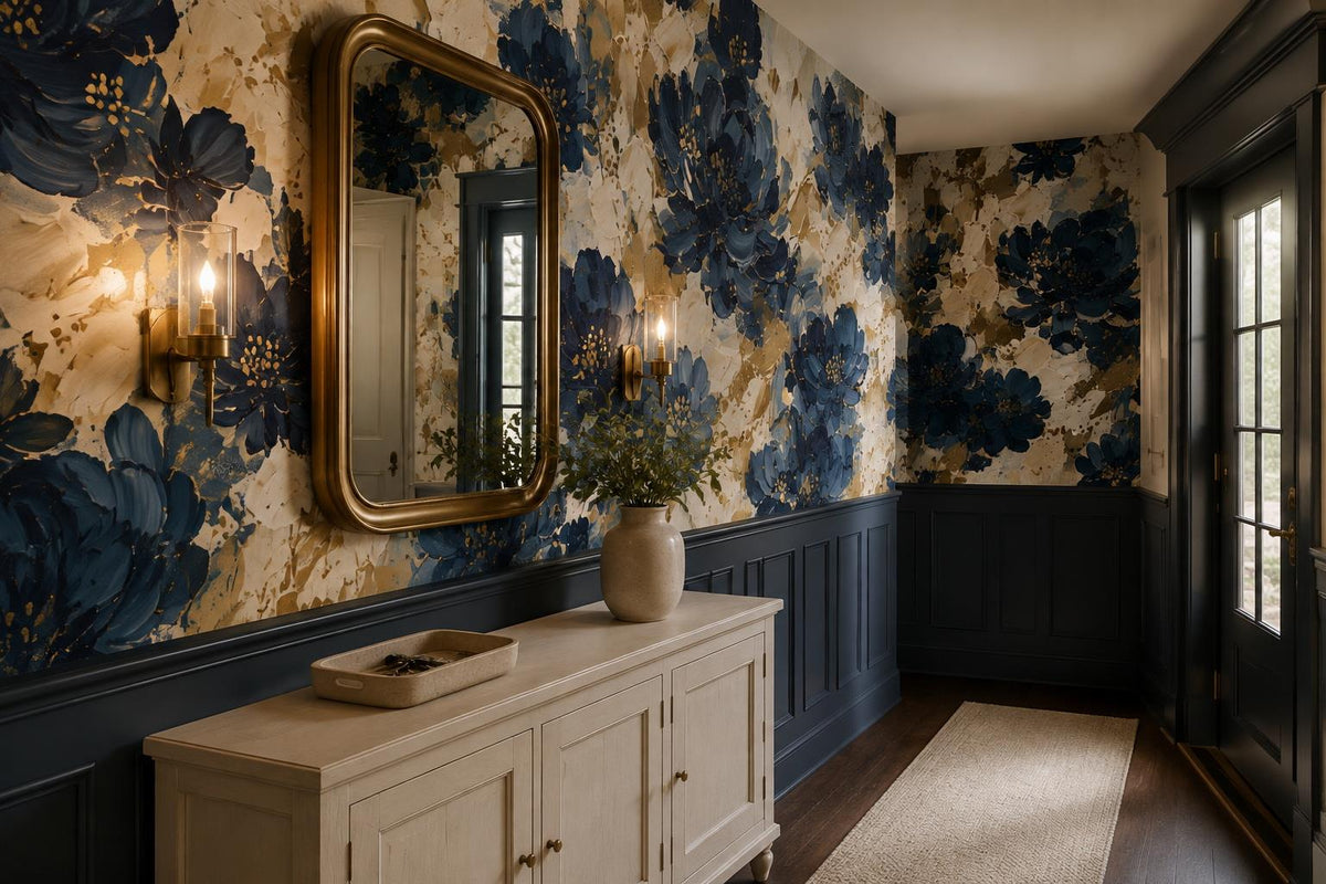 custom botanical neutral entryway stick on removable non woven vinyl wallpaper m scene
