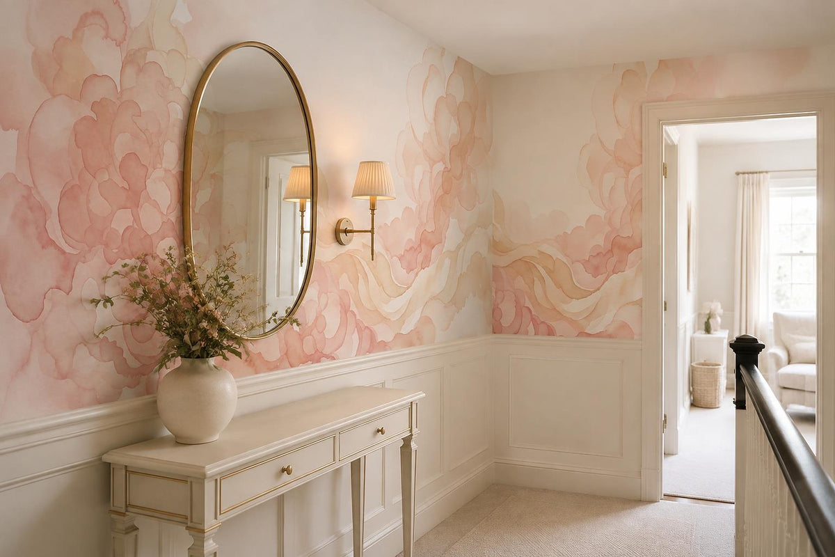custom botanical neutral entryway stick on removable non woven vinyl wallpaper m scene