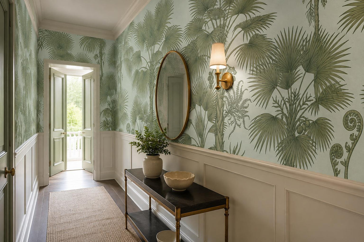 custom botanical neutral entryway stick on removable non woven vinyl wallpaper m scene