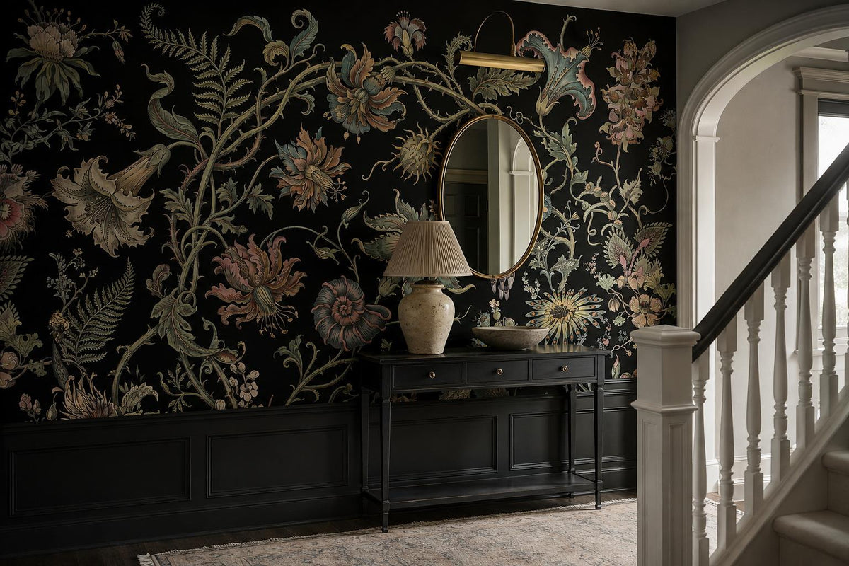 custom botanical neutral entryway stick on removable non woven vinyl wallpaper m scene