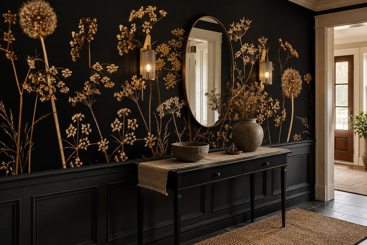 custom botanical neutral entryway stick on removable non woven vinyl wallpaper m scene