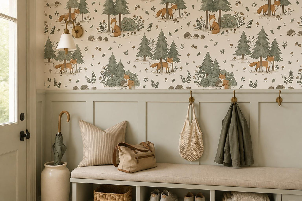 custom botanical neutral entryway stick on removable non woven vinyl wallpaper m scene