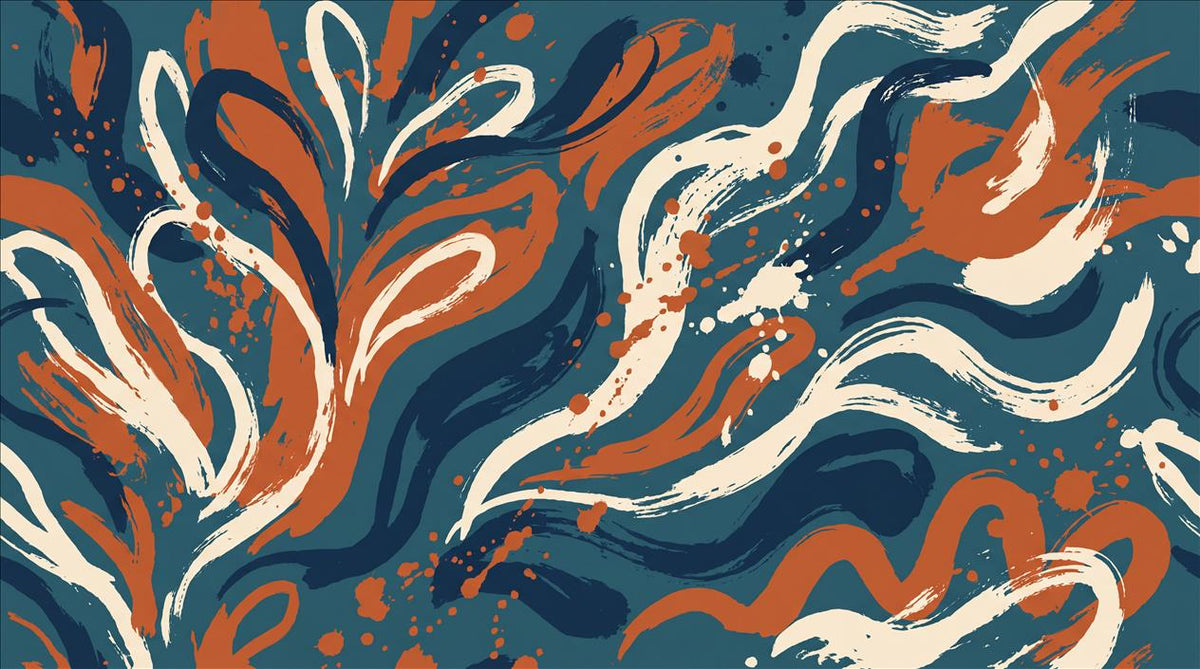 Blue Orange Flowing Abstract Wallpaper Mural