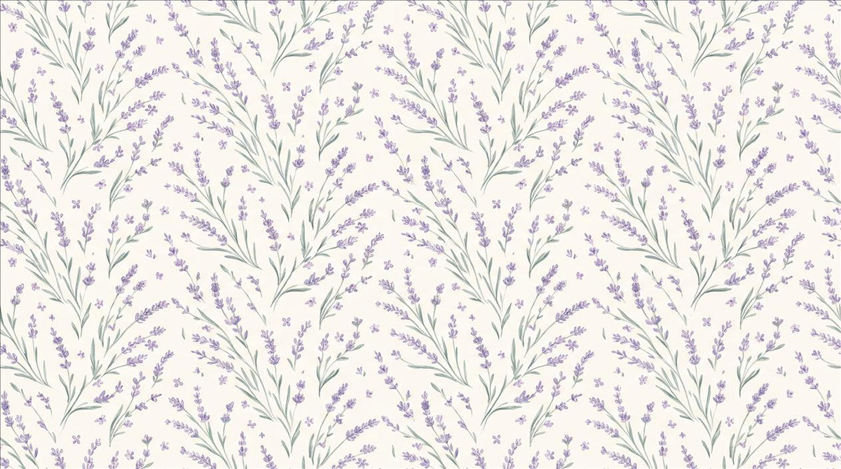 Blue Lavender Sprigs Botanical Wallpaper Mural