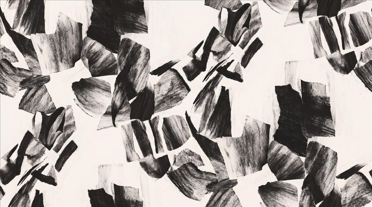 Black Broad Angular Brush Strokes Abstract Wallpaper Mural