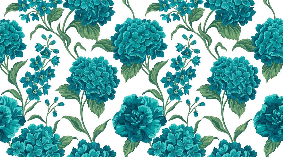 Teal Carnations Floral Wallpaper Mural