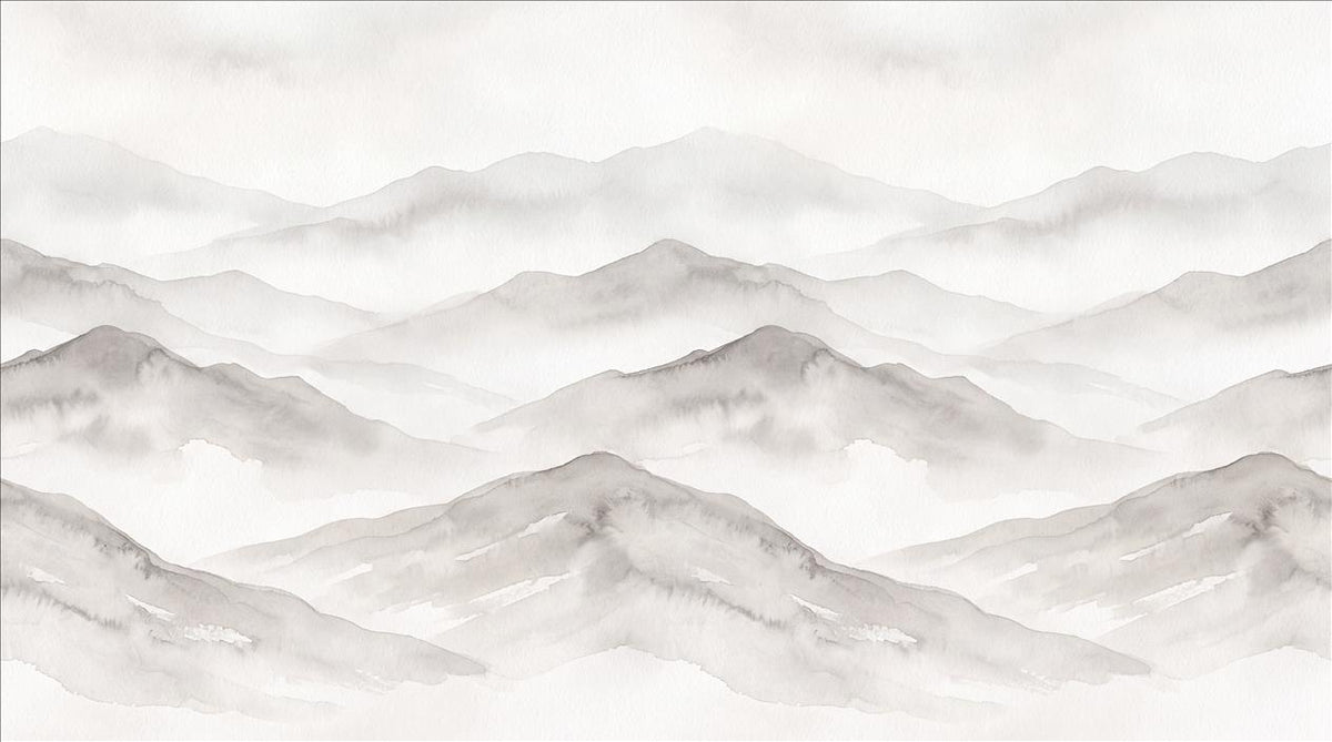 Grey Mountain Ranges Wallpaper Mural