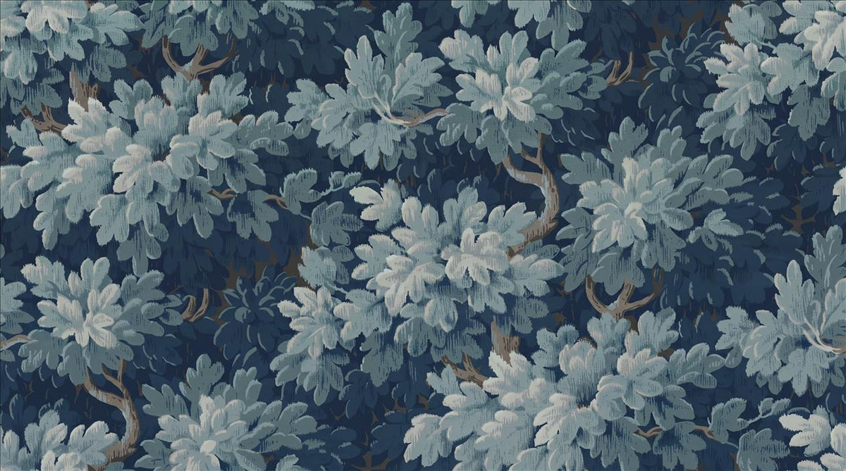 Blue Leaf Clusters Botanical Wallpaper Mural