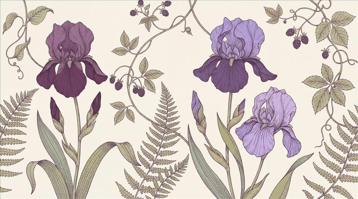 Purple Irises Wallpaper Mural