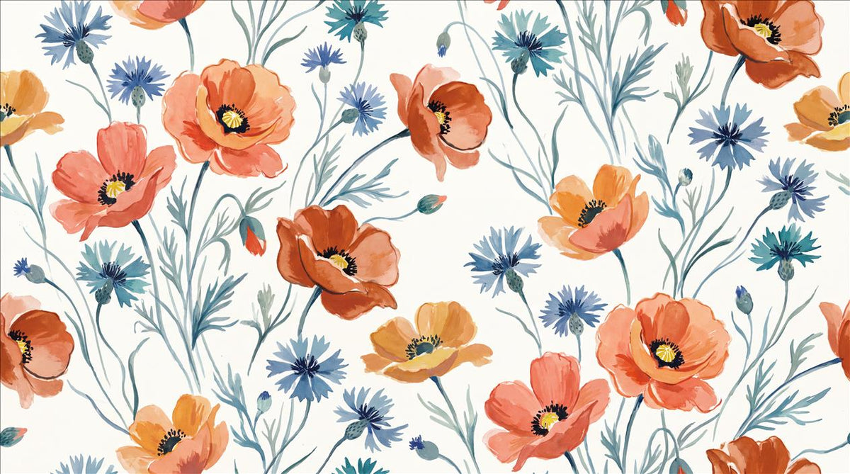 Orange Poppies Poppy Wallpaper Mural