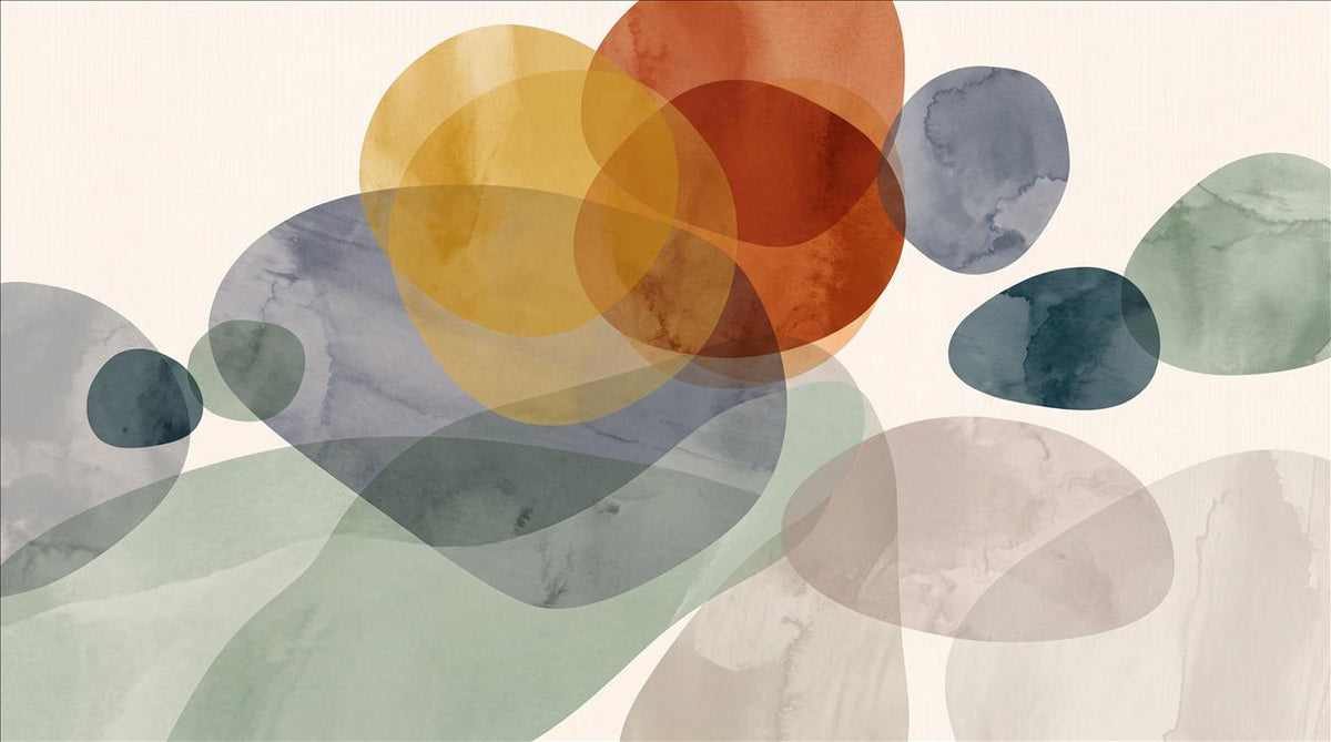 Ochre Translucent Circles Abstract Wallpaper Mural