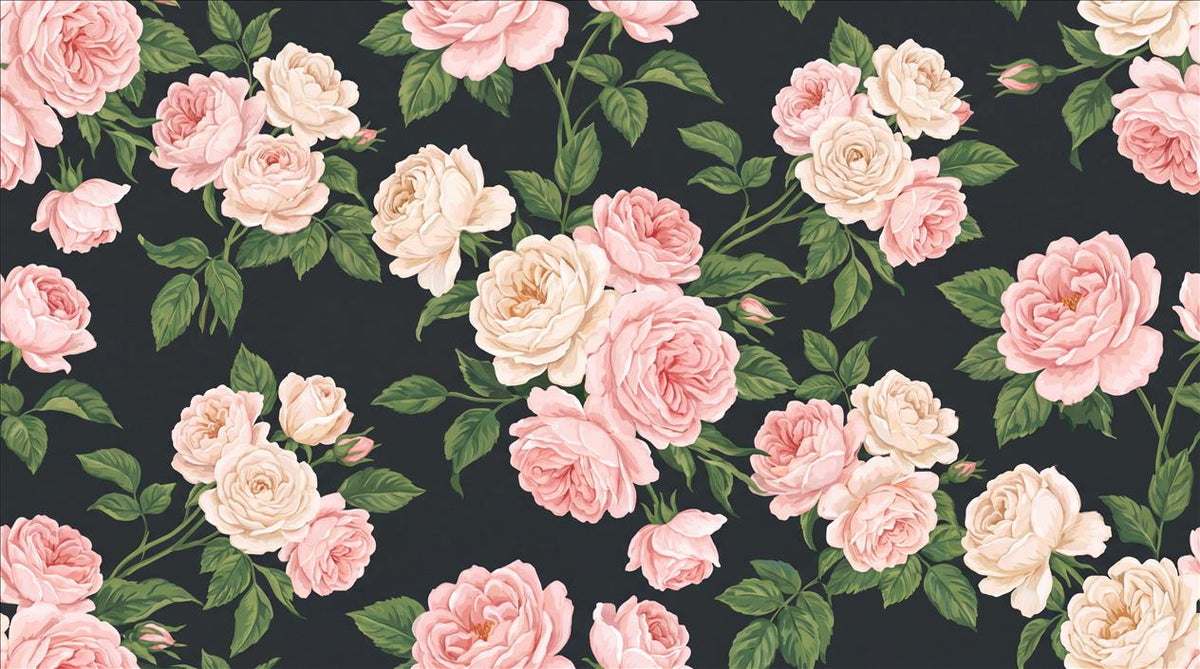 Pink Repeating Roses Wallpaper Mural