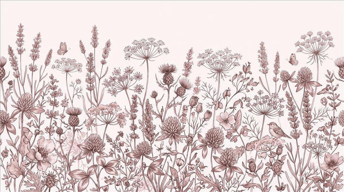Mauve Fine Lavender Meadow Wallpaper Mural