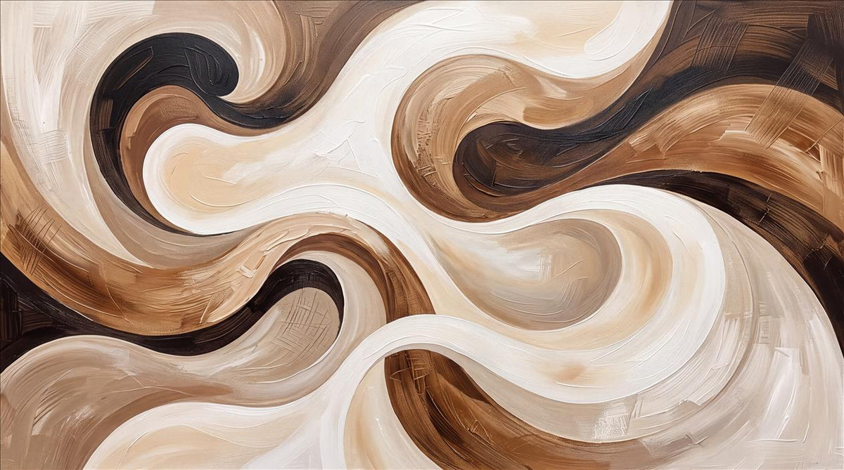 Brown Swirling Ribbons Abstract Wallpaper Mural