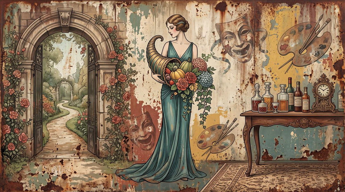 Brown Woman Art-Nouveau Wallpaper Mural