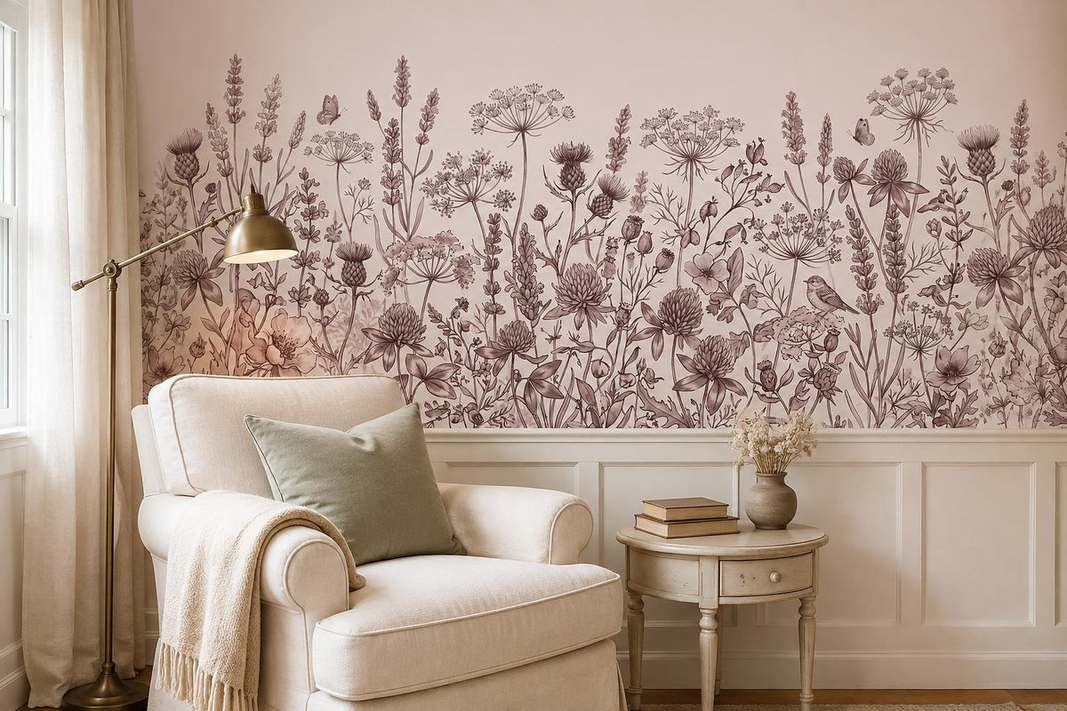 custom botanical neutral interior peel and stick removable non woven vinyl wallp scene