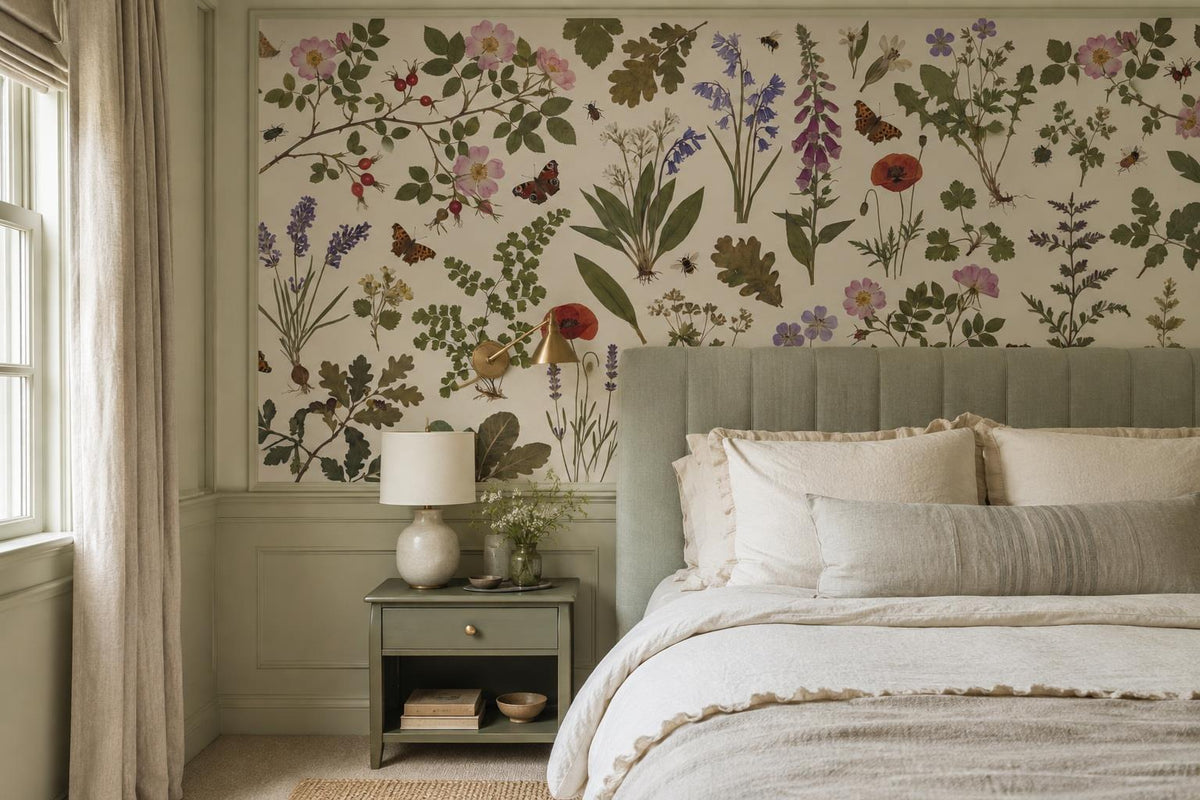 custom botanical neutral interior peel and stick removable non woven vinyl wallp scene