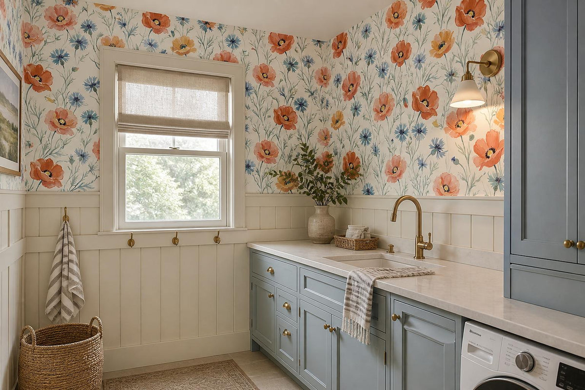 custom botanical neutral interior peel and stick removable non woven vinyl wallp scene