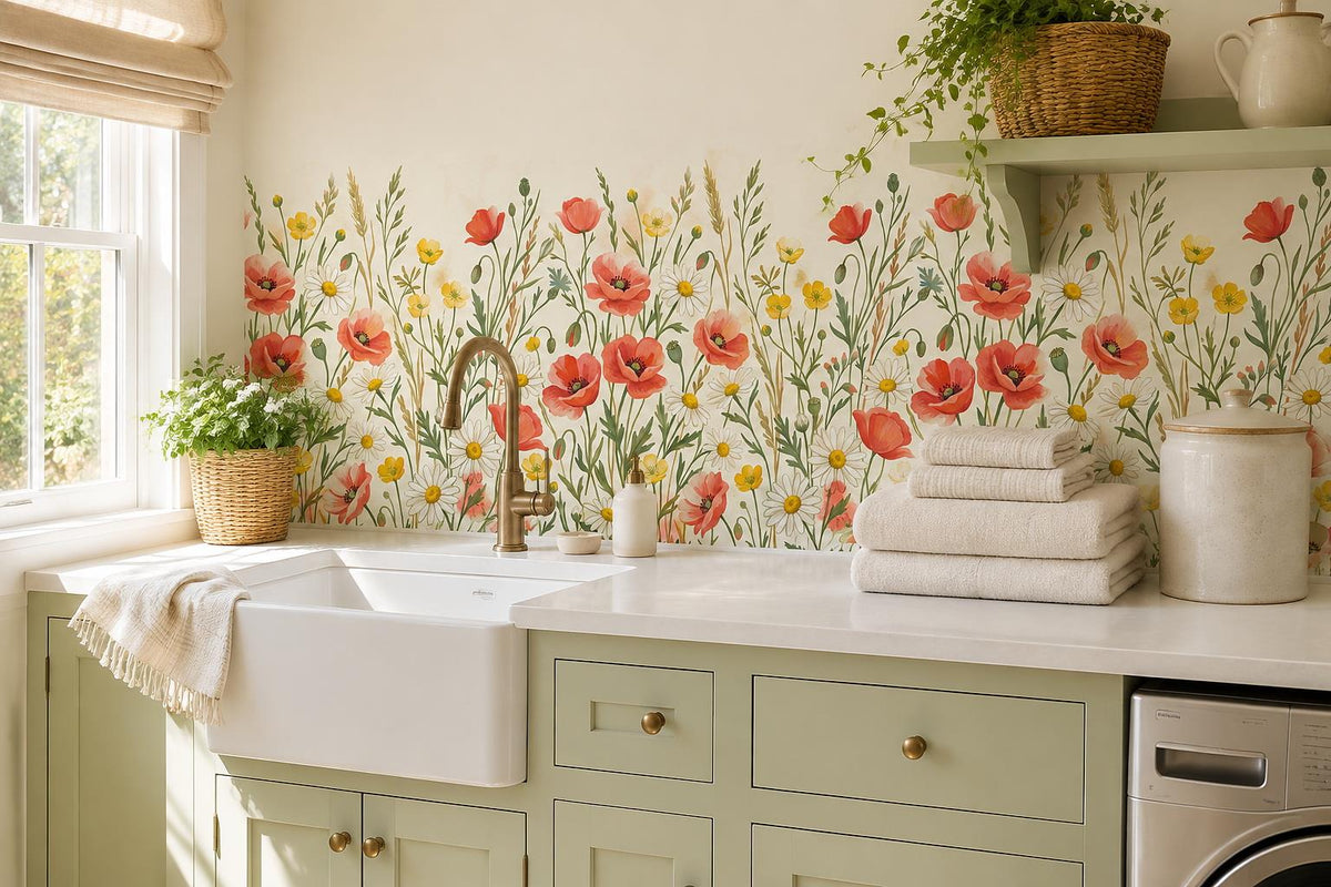 custom botanical neutral interior peel and stick removable non woven vinyl wallp scene