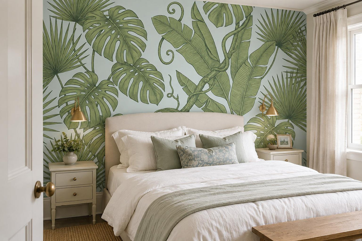 custom botanical neutral interior peel and stick removable non woven vinyl wallp scene